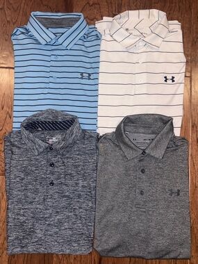 Lot of 4 Under Armour Playoff Golf Polo Shirts Heatgear Performance Size Medium